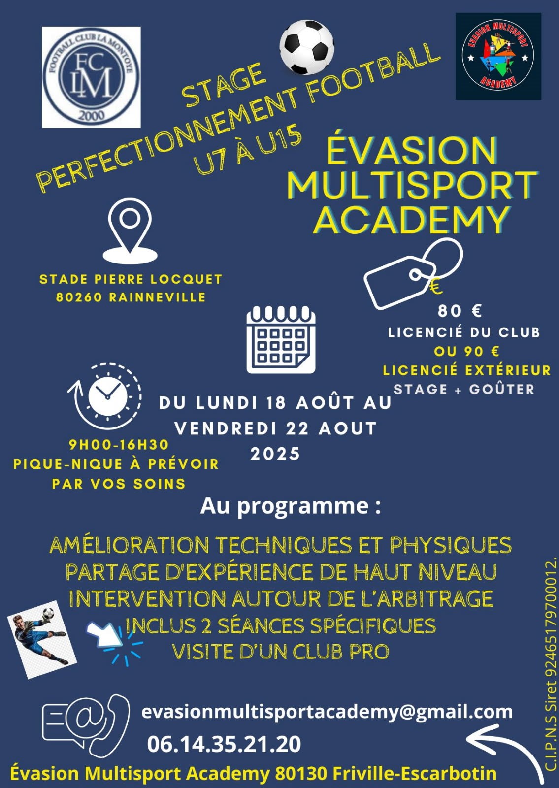 Lire la suite à propos de l’article Stage de perfectionnement – F.C La Montoye – Août 2025
