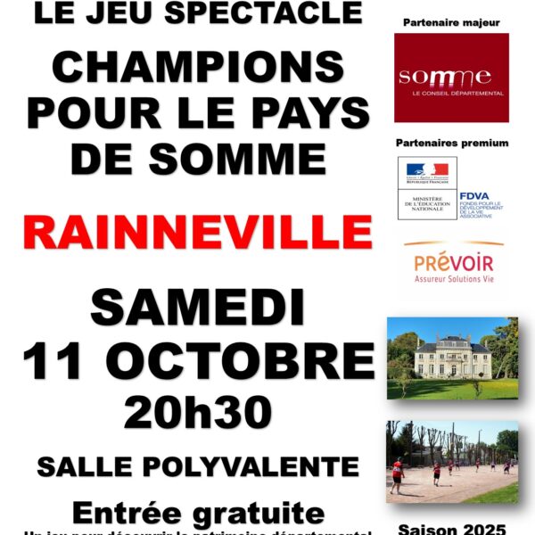 Soirée « Champions pour le pays de Somme » – Samedi 11 Octobre