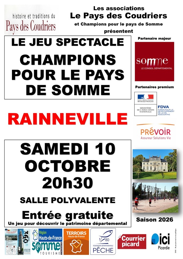 Vous consultez actuellement Soirée Champion pour un pays de Somme – Samedi 10 octobre